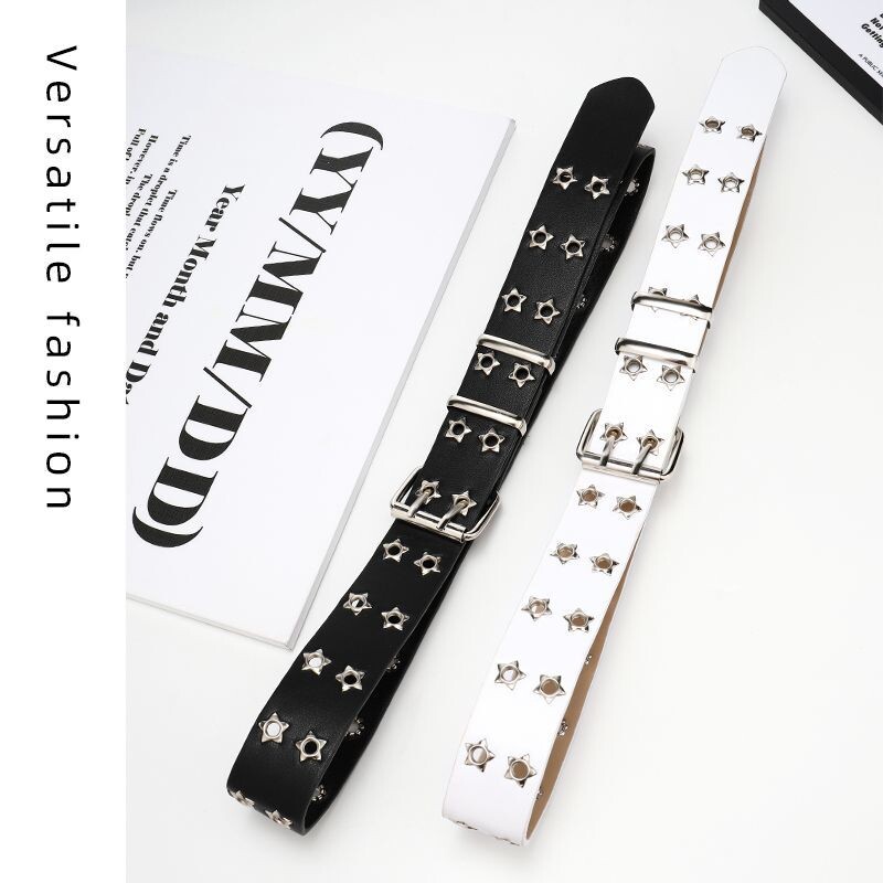 Moda Europa și Statele Unite ale Americii cureaua cu orificiu plin feminin hip-hop punk tendință dublu rând curea cool lanț decorare masculin larg