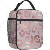 Rose Gold Leopard kutija za ručak Izolirana torba za ručak za višekratnu upotrebu Termalna torba za hlađenje za dječake Djevojčice Žene Škola Piknik Putovanja Planinarenje