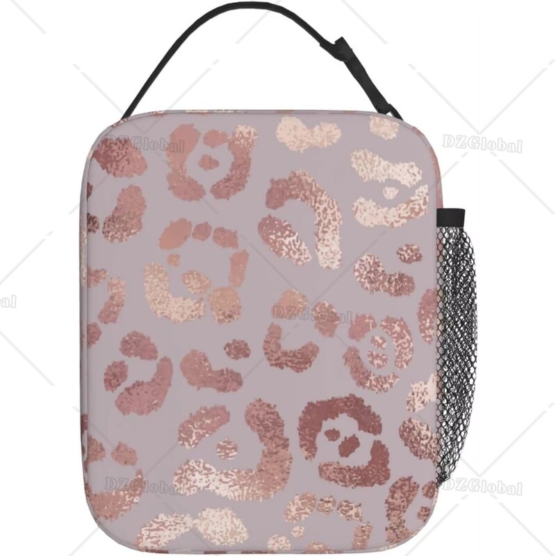 Rose Gold Leopard kutija za ručak Izolirana torba za ručak za višekratnu upotrebu Termalna torba za hlađenje za dječake Djevojčice Žene Škola Piknik Putovanja Planinarenje