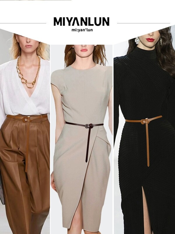 Visokokvalitetni tanki ženski remeni od prave kože, jednostavni, elegantni s osjećajem dizajna za ženske haljine, dizajnerski pojas