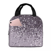 Sparkling Lavanda Lady Glitter Genți de prânz izolate Genți de picnic reutilizabile Geanta termică de prânz pentru femeie, muncă, copii, școală