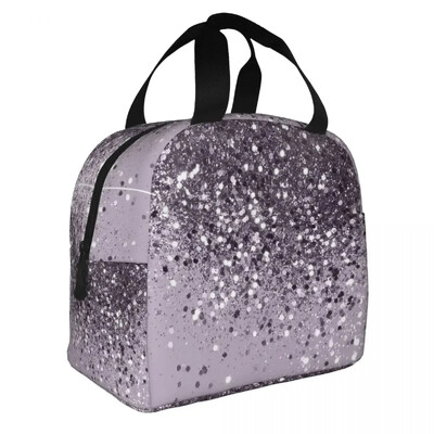 Sparkling Lavanda Lady Glitter Genți de prânz izolate Genți de picnic reutilizabile Geanta termică de prânz pentru femeie, muncă, copii, școală
