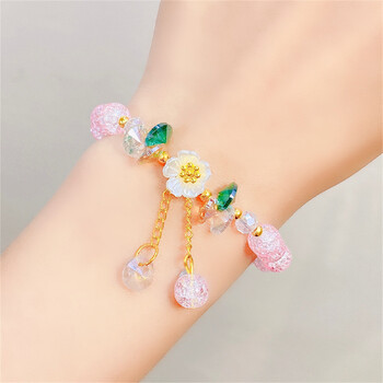 Елегантни модни гривни с кристални мъниста с цветя за жени Charm Shell Daisy Floral Beads Пискюл Еластична гривна Бижута Подаръци