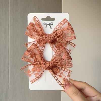 2Pcs/Set Slatke pune čipkaste kopče za kosu s mašnama za djevojčice Ručno izrađene mašne Ukosnice Ukosnice Pokrivala za glavu Dječji dodaci za kosu