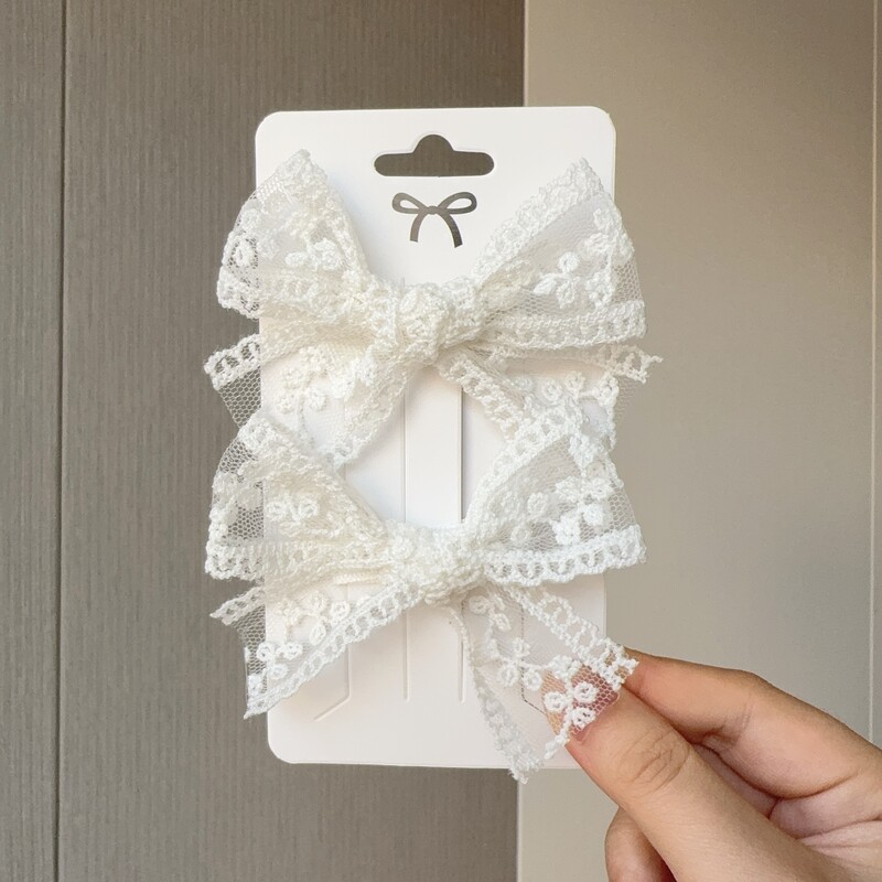 2Pcs/Set Slatke pune čipkaste kopče za kosu s mašnama za djevojčice Ručno izrađene mašne Ukosnice Ukosnice Pokrivala za glavu Dječji dodaci za kosu