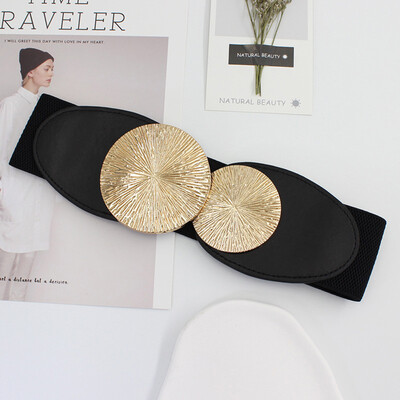 Curea lată elastică din talie pentru femei, modă retro, elastică, elegantă, din piele PU, pentru decorare, accesorii de îmbrăcăminte