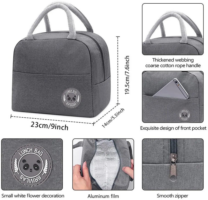 Izolirana torba za ručak Ženske termalne torbe za ručak Kutija za hranu Hladnjak Topla Bento kutija za žene Muškarci Dječja Kutija za ručak za školu i posao