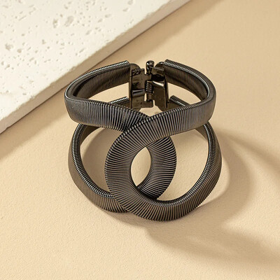 Retro pretjerana metalna široka narukvica s oprugom s manžetama za žene, upečatljivo podešavanje, elastična legura, modna narukvica, nakit, darovi