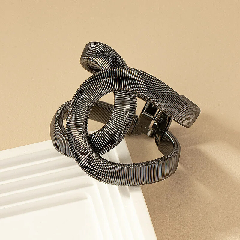 Retro pretjerana metalna široka narukvica s oprugom s manžetama za žene, upečatljivo podešavanje, elastična legura, modna narukvica, nakit, darovi