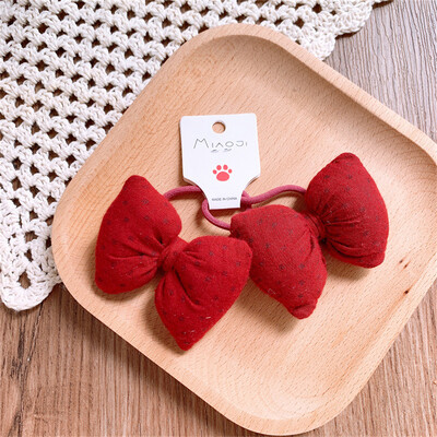 Slatka crvena kawaii mašna za uže za kosu Prsten za djecu Poklon za djevojčicu Elastična gumica za kosu Dodaci Pokrivala za glavu Ukrasi za glavu