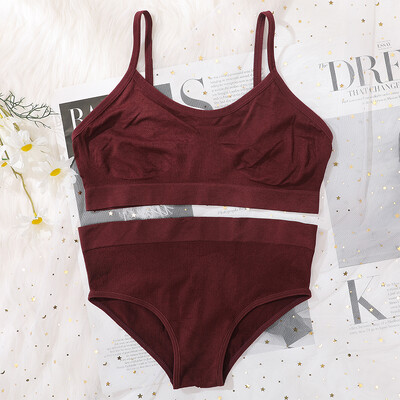 Set de slip de sutien pentru femei Sutien fără cusături și set de chiloți cu talie înaltă Lenjerie de corp Lenjerie pentru femei Bralette sexy Sutiene moale intime