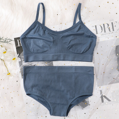 Set de slip de sutien pentru femei Sutien fără cusături și set de chiloți cu talie înaltă Lenjerie de corp Lenjerie pentru femei Bralette sexy Sutiene moale intime