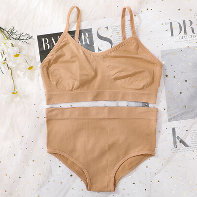 Set de slip de sutien pentru femei Sutien fără cusături și set de chiloți cu talie înaltă Lenjerie de corp Lenjerie pentru femei Bralette sexy Sutiene moale intime