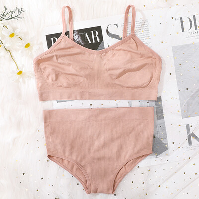 Set de slip de sutien pentru femei Sutien fără cusături și set de chiloți cu talie înaltă Lenjerie de corp Lenjerie pentru femei Bralette sexy Sutiene moale intime