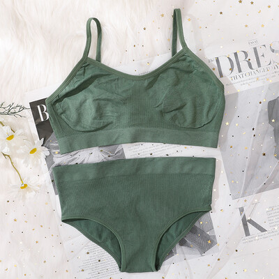 Set de slip de sutien pentru femei Sutien fără cusături și set de chiloți cu talie înaltă Lenjerie de corp Lenjerie pentru femei Bralette sexy Sutiene moale intime