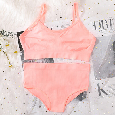 Set de slip de sutien pentru femei Sutien fără cusături și set de chiloți cu talie înaltă Lenjerie de corp Lenjerie pentru femei Bralette sexy Sutiene moale intime