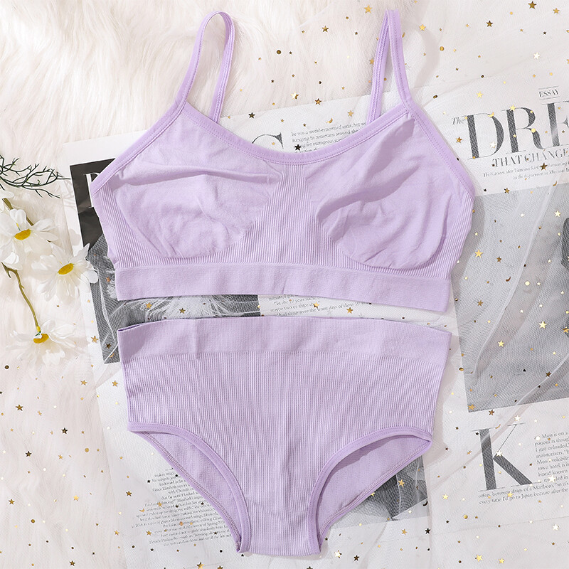Set de slip de sutien pentru femei Sutien fără cusături și set de chiloți cu talie înaltă Lenjerie de corp Lenjerie pentru femei Bralette sexy Sutiene moale intime