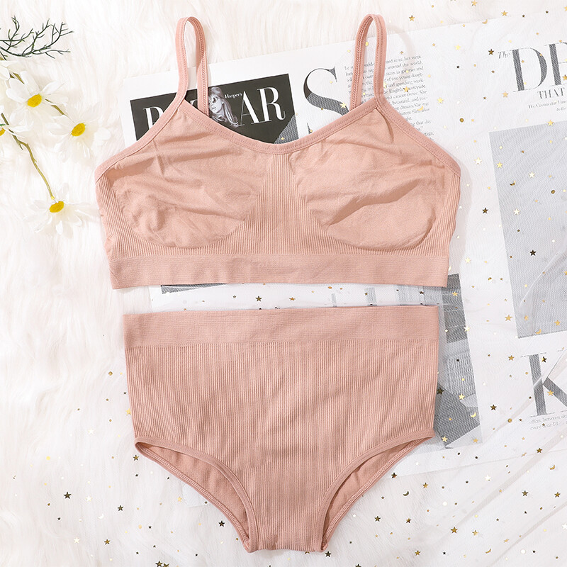 Set de slip de sutien pentru femei Sutien fără cusături și set de chiloți cu talie înaltă Lenjerie de corp Lenjerie pentru femei Bralette sexy Sutiene moale intime