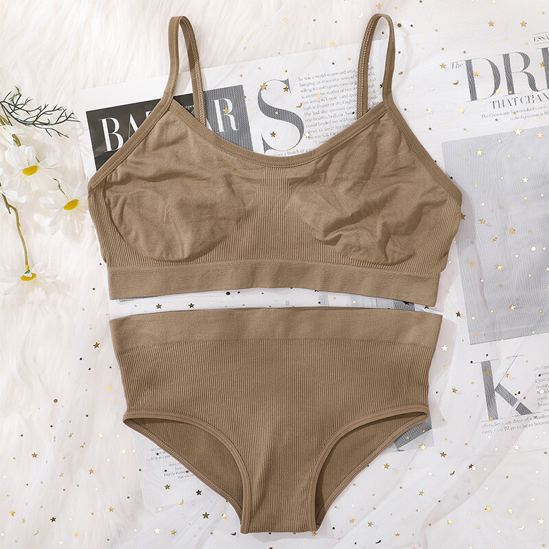 Set de slip de sutien pentru femei Sutien fără cusături și set de chiloți cu talie înaltă Lenjerie de corp Lenjerie pentru femei Bralette sexy Sutiene moale intime