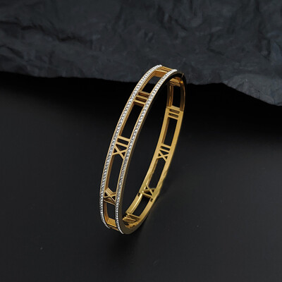 Luksuzne kristalne šuplje narukvice s rimskim brojevima za žene, muškarce, uniseks narukvice od nehrđajućeg čelika, modni klasični nakit, dodaci