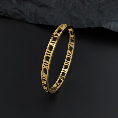 Luksuzne kristalne šuplje narukvice s rimskim brojevima za žene, muškarce, uniseks narukvice od nehrđajućeg čelika, modni klasični nakit, dodaci