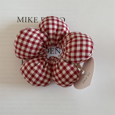 Crveni punjeni pamuk, slatka mala cvjetna gumica za kosu, ljubavna mašna, karirani prsten s crijevima, uzica za glavu, novi dodaci za kosu