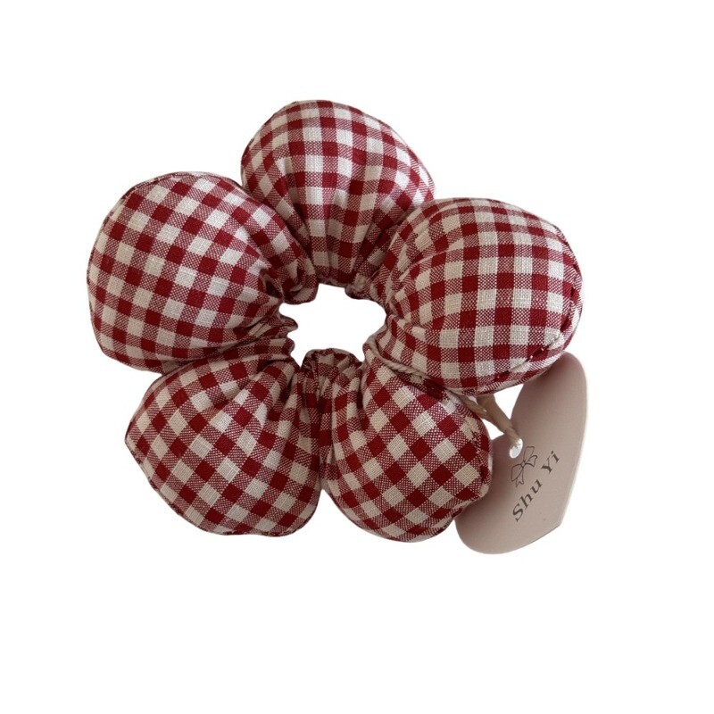Crveni punjeni pamuk, slatka mala cvjetna gumica za kosu, ljubavna mašna, karirani prsten s crijevima, uzica za glavu, novi dodaci za kosu