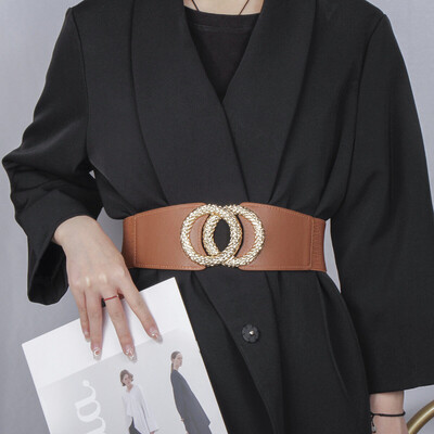 Curele elastice de modă pentru femei, cu inel dublu, cu cataramă de metal, centuri late pentru femei GM069