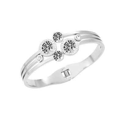 Brățară din oțel inoxidabil Arborele vieții de modă Brățări pentru femei, placate cu aur, cu cataramă de primăvară, brățări, bijuterii care nu se estompează