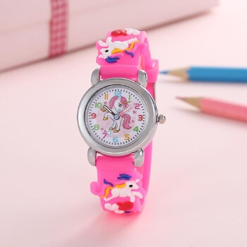 New Fashion Colorful Cartoon Unicorn Μαθητικό και παιδικό ρολόι Quartz Ηλεκτρονικό ρολόι