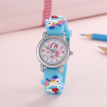 New Fashion Colorful Cartoon Unicorn Μαθητικό και παιδικό ρολόι Quartz Ηλεκτρονικό ρολόι