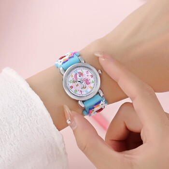 New Fashion Colorful Cartoon Unicorn Μαθητικό και παιδικό ρολόι Quartz Ηλεκτρονικό ρολόι