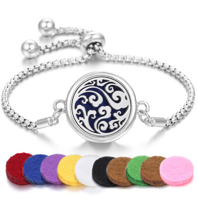 Дървото на живота Ароматерапевтична гривна Отворени медальони Гривна Гривна с дифузьор на етерично масло Регулируема верижна гривна с 10 бр. Подложки