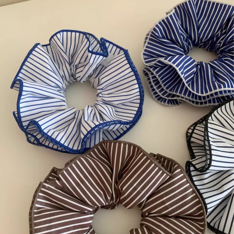 Velika plava crno-bijela gumica s prugama za žene Djevojka Elastična vezica za kosu Uže Gumice Rešetkasti ukras za glavu Dodaci za kosu