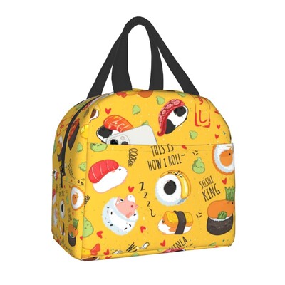 Anime japonez Mâncare Sushi Pisică Geantă de prânz Femei Copii Cutie de prânz izolată pentru școală de muncă Genți portabile Bento personalizate