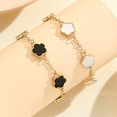 1 bucă, la modă, accesibilă, lux, cuplu de gamă înalt, brățară cu flori de trifoi cu cinci foi norocos