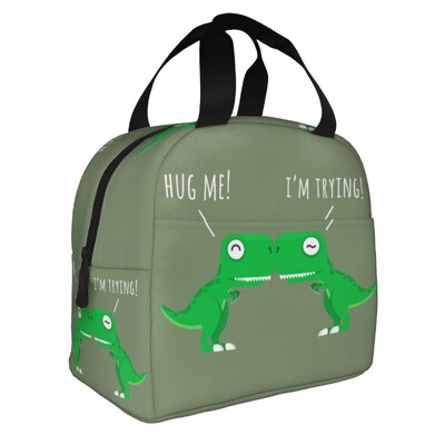 Изолирана чанта за обяд с анимационен динозавър за жени Непропусклив термичен охладител Кутия за обяд за деца Училищни деца Чанти за храна