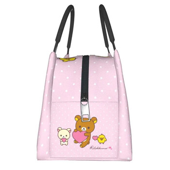 Kawaii Cartoon Bear Rilakkuma Термоизолирана чанта за обяд Дамски преносим контейнер за обяд за работа Пътуване Кутия за храна