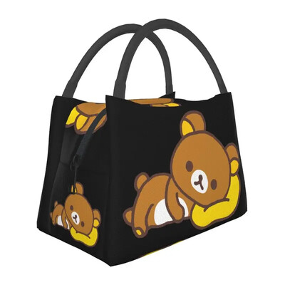 Kawaii Cartoon Bear Rilakkuma Термоизолирана чанта за обяд Дамски преносим контейнер за обяд за работа Пътуване Кутия за храна