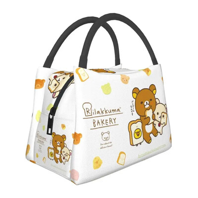 Kawaii Cartoon Bear Rilakkuma Термоизолирана чанта за обяд Дамски преносим контейнер за обяд за работа Пътуване Кутия за храна