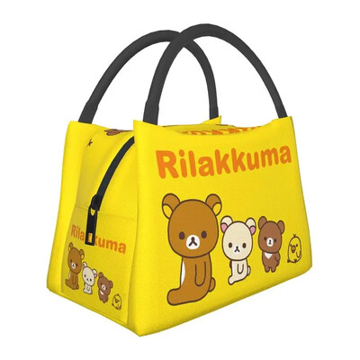 Kawaii Cartoon Bear Rilakkuma Термоизолирана чанта за обяд Дамски преносим контейнер за обяд за работа Пътуване Кутия за храна
