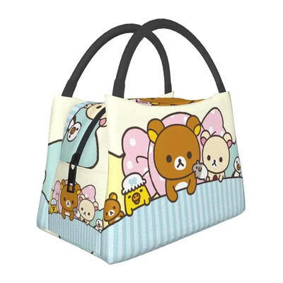 Kawaii Cartoon Bear Rilakkuma Термоизолирана чанта за обяд Дамски преносим контейнер за обяд за работа Пътуване Кутия за храна