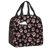 Pink Dog Paw Parttern torba za ručak Ženska hladnija toplo izolirana posuda za djecu Školski rad Piknik Torbe za hranu