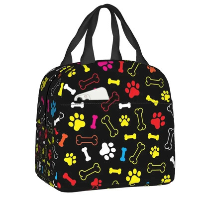 Pink Dog Paw Parttern torba za ručak Ženska hladnija toplo izolirana posuda za djecu Školski rad Piknik Torbe za hranu