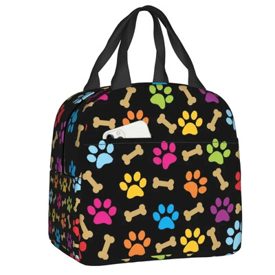 Pink Dog Paw Parttern torba za ručak Ženska hladnija toplo izolirana posuda za djecu Školski rad Piknik Torbe za hranu