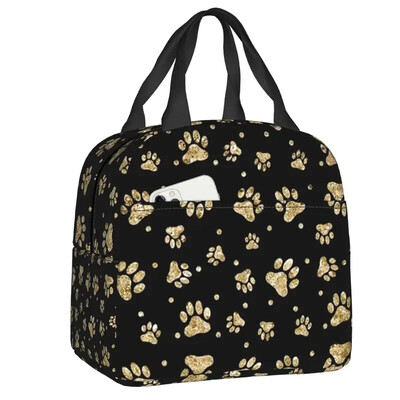 Pink Dog Paw Parttern torba za ručak Ženska hladnija toplo izolirana posuda za djecu Školski rad Piknik Torbe za hranu