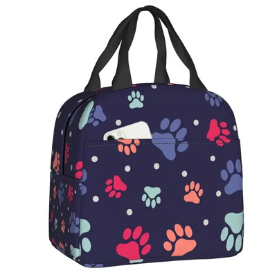 Pink Dog Paw Parttern torba za ručak Ženska hladnija toplo izolirana posuda za djecu Školski rad Piknik Torbe za hranu