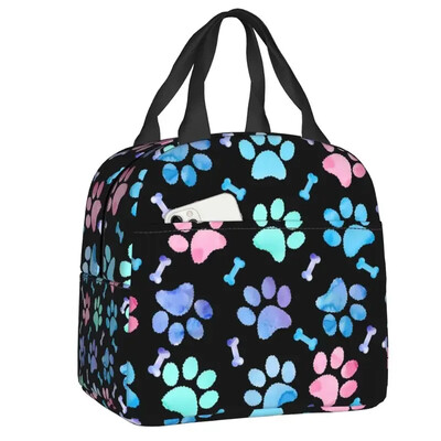 Pink Dog Paw Parttern torba za ručak Ženska hladnija toplo izolirana posuda za djecu Školski rad Piknik Torbe za hranu