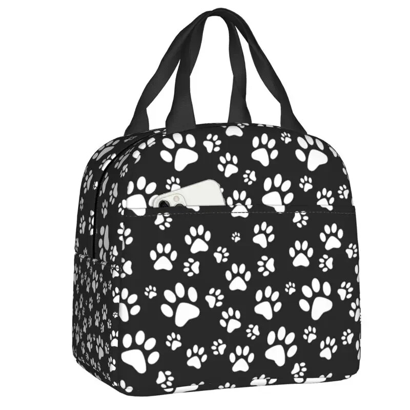 Pink Dog Paw Parttern torba za ručak Ženska hladnija toplo izolirana posuda za djecu Školski rad Piknik Torbe za hranu