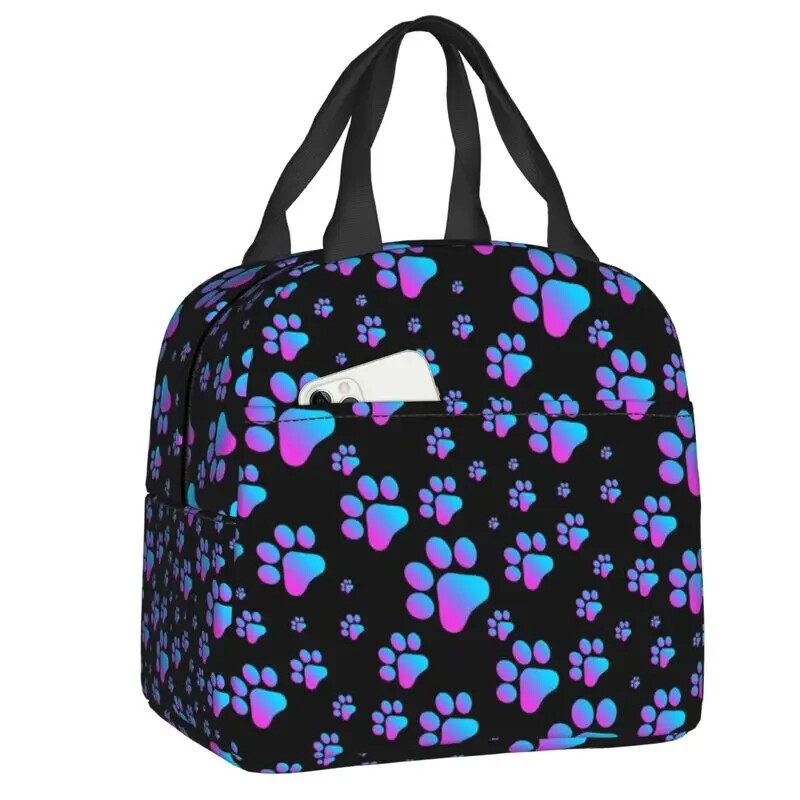 Pink Dog Paw Parttern torba za ručak Ženska hladnija toplo izolirana posuda za djecu Školski rad Piknik Torbe za hranu